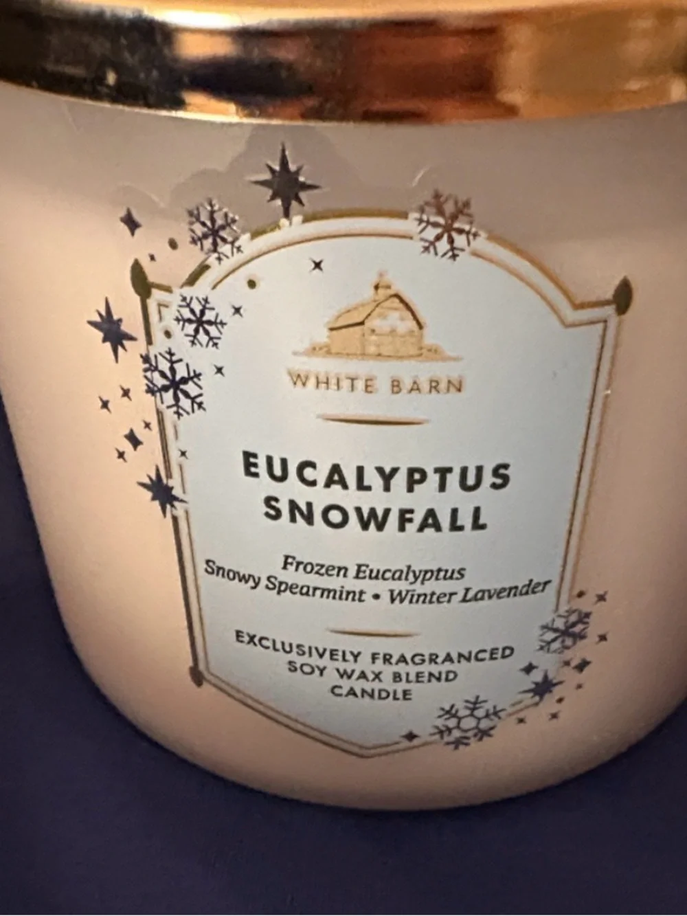 White Barn Eucalyptus Snowfall Scented Candle, never used